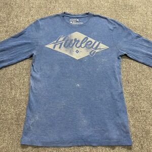 Hurley Men's Long-Sleeve Blue Faded Y2K Thermal